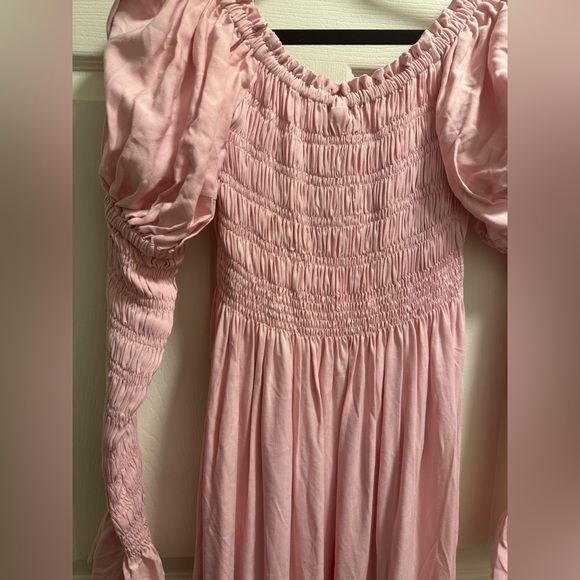 Sleeper - Juliette Shirred Asymmetric Dress - Pink - Size S - NWT - Picture 12 of 14